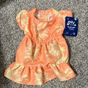 Orange Floral female dog Dress